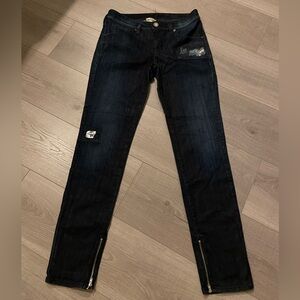 Emporio Armani womans size 30 denim with sequin accents and zips on ankles